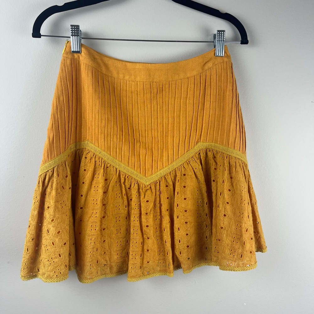 NWT Allison New York Yellow Eyelet Skater Skirt Small - Picture 2 of 3